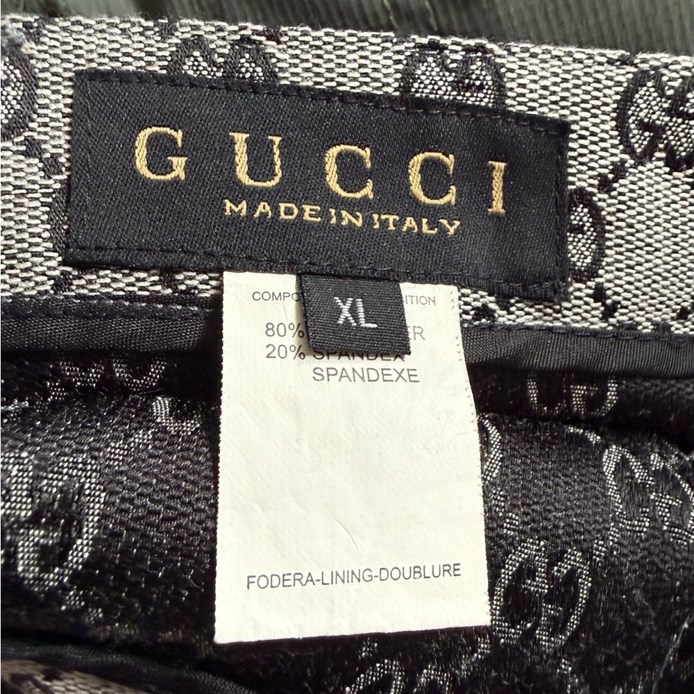 Gucci Black and Gray Monogrammed Fabric